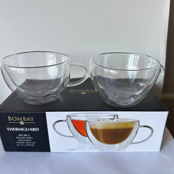 NIB BOMBAY DOUBLE WALL INSULATED COFFEE/TEA CUPS 8.5OZ /250ML Set of two - Picture 3 of 4
